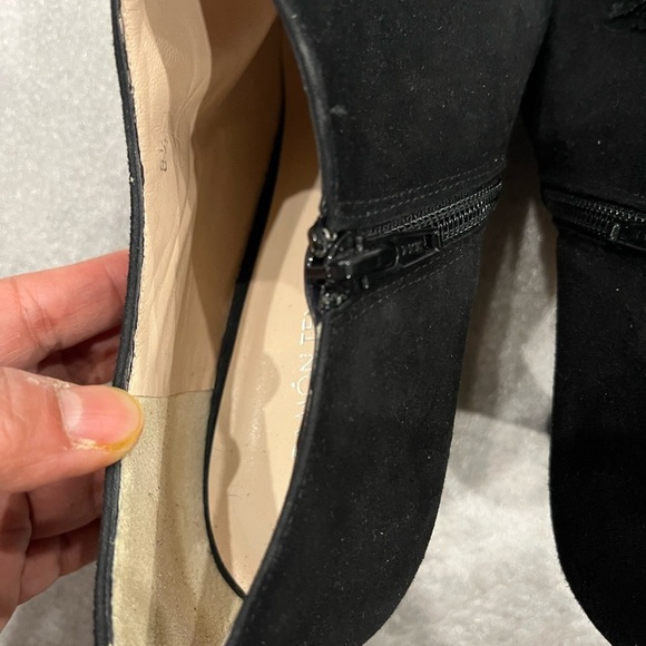 [8.5]RamonTenza Black Women's Pointy Suede Leather Ankle Heels Boots - Picture 5 of 8